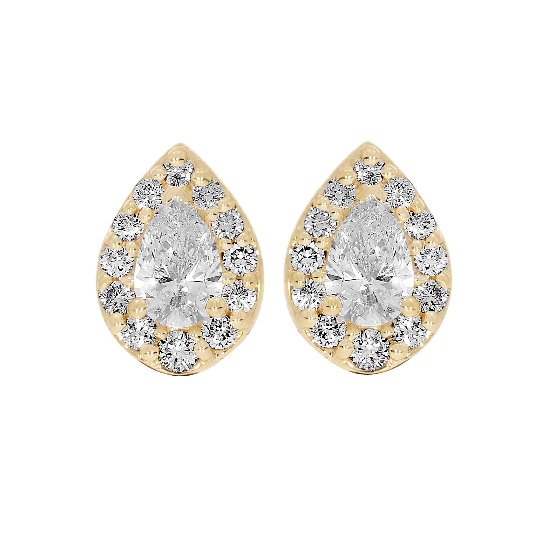 Pear &  Round Brilliant Diamond Stud Earrings ER22215A